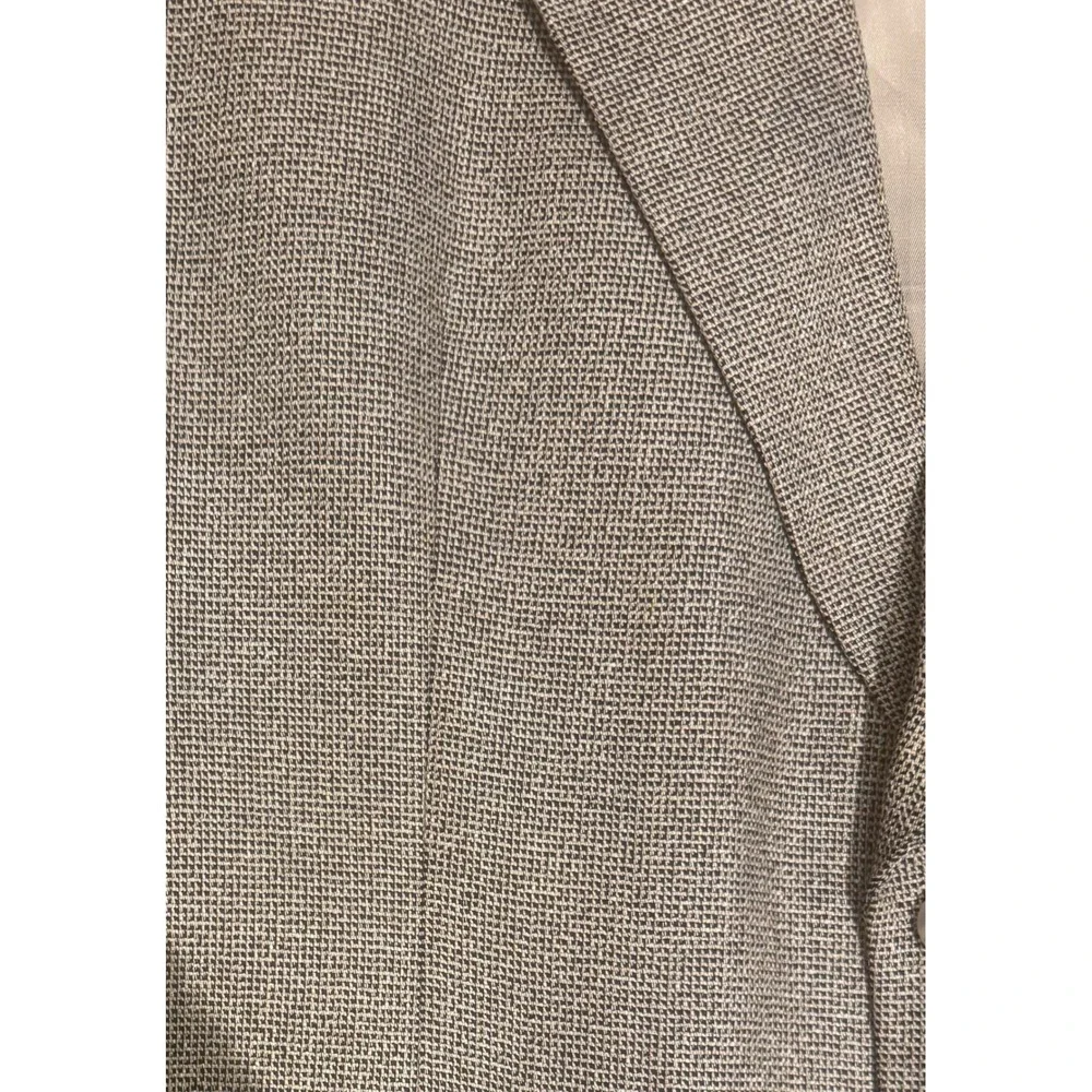 Vintage Hart Schaffner Marx Men's Wool/Silk Micro-Check Grey Tan Blazer 48R